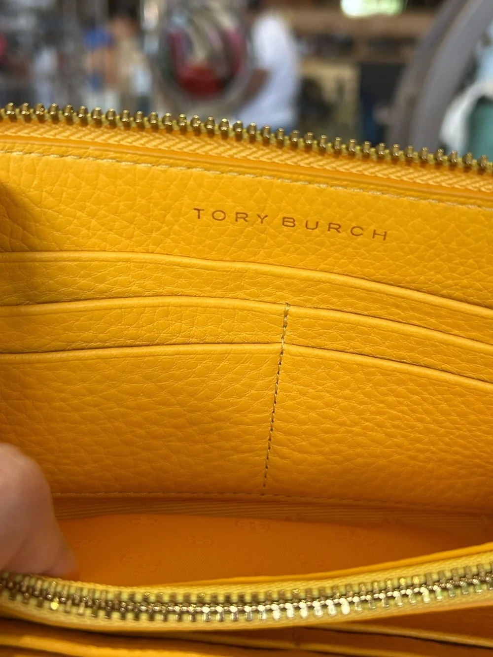 Yellow Tory Burch Britten Zip Continental Leather Wallet